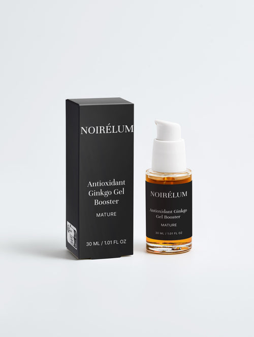 NOIRØLUM antioxidant ginkgo gel booster bottle and packaging on a white background